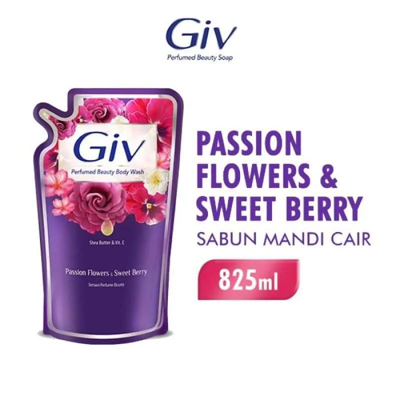 golaris Giv Bodywash Sabun Mandi Cair Mulberry Passion Flower 825ml Refil Jumbo